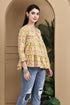 Yellow Pure Cotton Jaipuri Printed Short Top