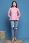 Light Pink Pure Cotton Patch Work Embroidered Short Top