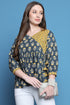 Grey & Yellow Pure Cotton Jaipuri Printed Short Top