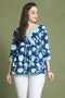 Blue Pure Cotton Jaipuri Printed Short Top