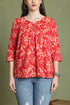 Red Pure Cotton Jaipuri Printed Short Top