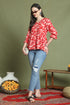 Red Pure Cotton Jaipuri Printed Short Top