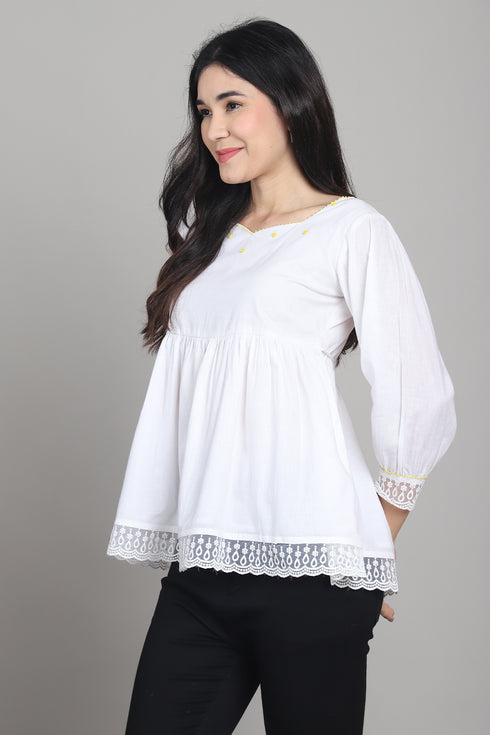 Women Pure Cotton Solid Short Top
