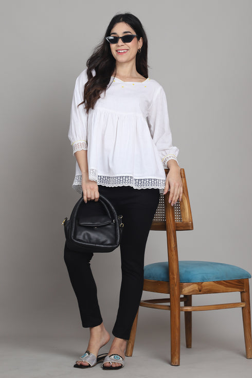 Women Pure Cotton Solid Short Top