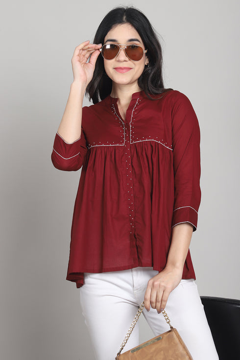 Women Pure Cotton Solid Short Top
