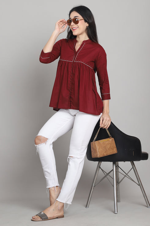 Women Pure Cotton Solid Short Top