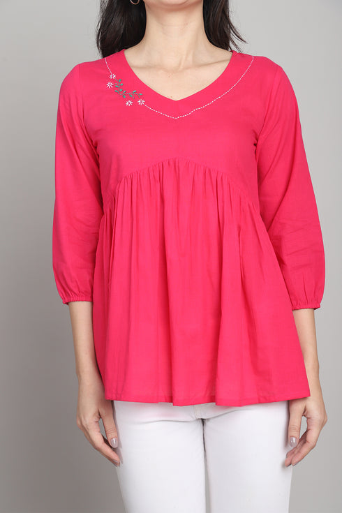 Women Pure Cotton Solid Short Top
