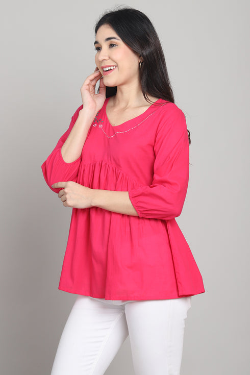 Women Pure Cotton Solid Short Top