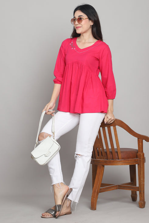 Women Pure Cotton Solid Short Top