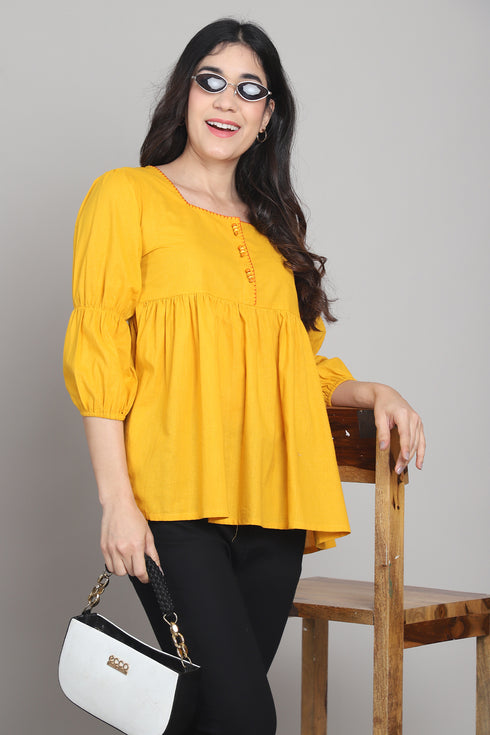 Women Pure Cotton Solid Short Top