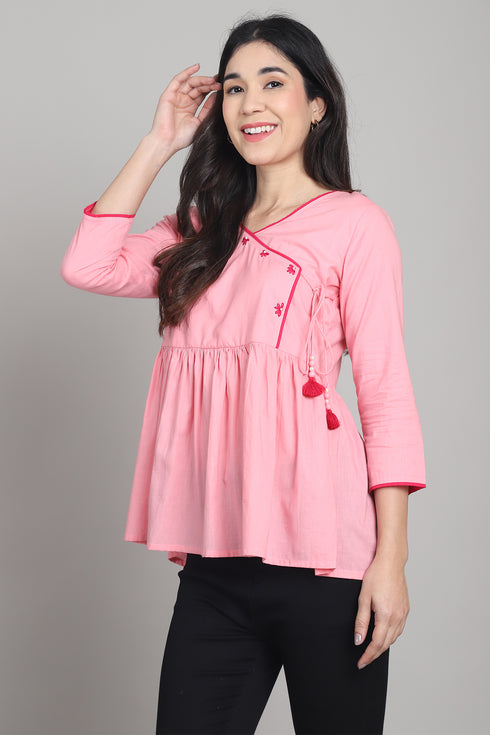 Women Pure Cotton Solid Short Top