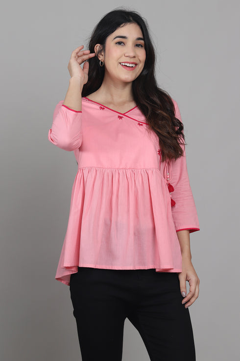 Women Pure Cotton Solid Short Top