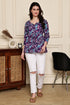 Purple Petal Bliss Cotton Jaipuri Printed Short Top
