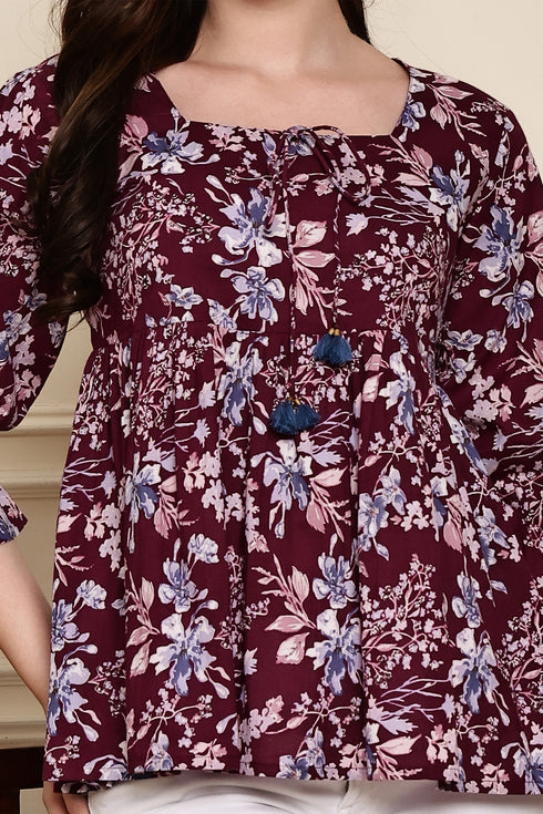 Serene Petal Couture Cotton Jaipuri Printed Short Top