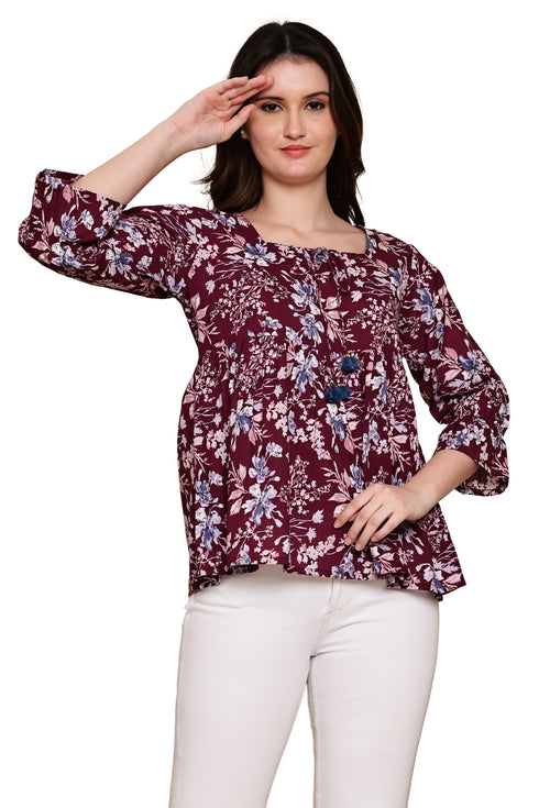 Serene Petal Couture Cotton Jaipuri Printed Short Top