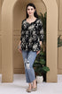 Noir Petal Ensemble Cotton Jaipuri Printed Short Top