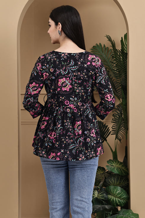 Blooming Casual Chic Cotton Jaipuri Printed Short Top