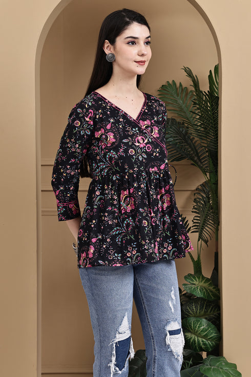Blooming Casual Chic Cotton Jaipuri Printed Short Top