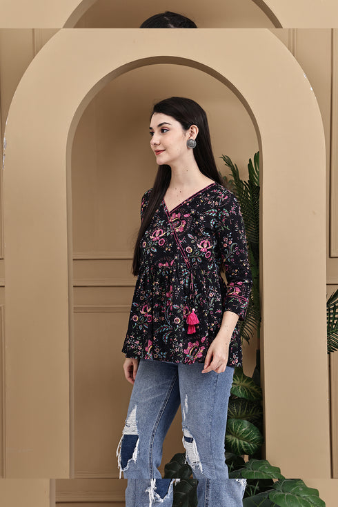 Blooming Casual Chic Cotton Jaipuri Printed Short Top