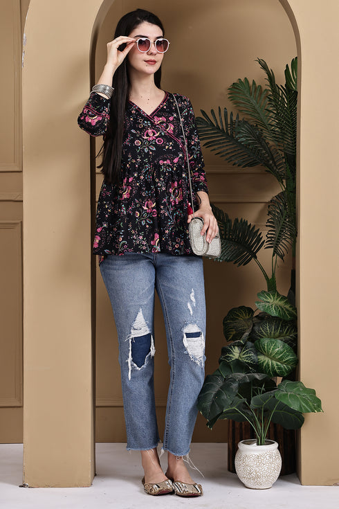 Blooming Casual Chic Cotton Jaipuri Printed Short Top