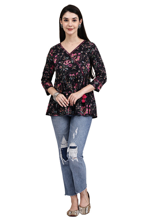 Blooming Casual Chic Cotton Jaipuri Printed Short Top