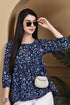 Garden Vibes Blue Cotton Jaipuri Printed Short Top
