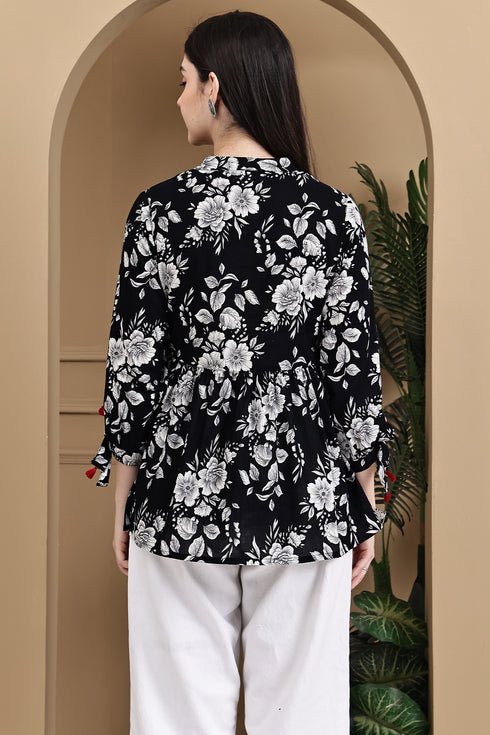 Timeless Bloom Cotton Jaipuri Printed Short Top