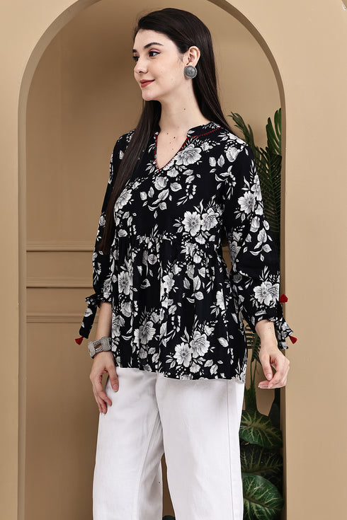 Timeless Bloom Cotton Jaipuri Printed Short Top
