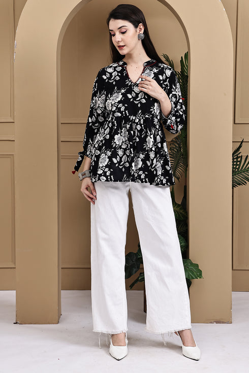 Timeless Bloom Cotton Jaipuri Printed Short Top