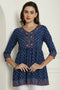 Blue Pure Cotton Jaipuri Printed Short Top