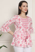 Light Pink & White Pure Cotton Jaipuri Printed Short Top