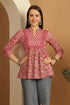 Light Pink Pure Cotton Floral Printed Short Top