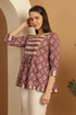 Dusty Mauve Pure Cotton Floral Printed Short Top