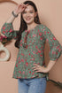 Sea Green Pure Cotton Floral Printed Short Top