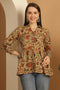 Beige Pure Cotton Floral Printed Short Top
