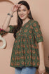 Green Pure Cotton Floral Printed Short Top