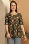 Green Pure Cotton Floral Printed Short Top