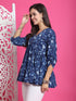 Blue Pure Cotton Floral Printed Short Top