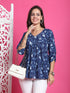 Blue Pure Cotton Floral Printed Short Top