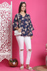 Blue Pure Cotton Floral Printed Short Top