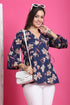 Blue Pure Cotton Floral Printed Short Top