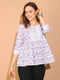 Lavender Pure Cotton Foil Printed Short Top