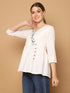 White Pure Cotton Embroidered Short Top