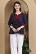 Navy Blue & Maroon Pure Cotton Floral Printed Short Top