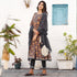 Women Grey & Mustard Pure Cotton Jaipuri Ajrak Printed Kurta & Pant With Dupatta