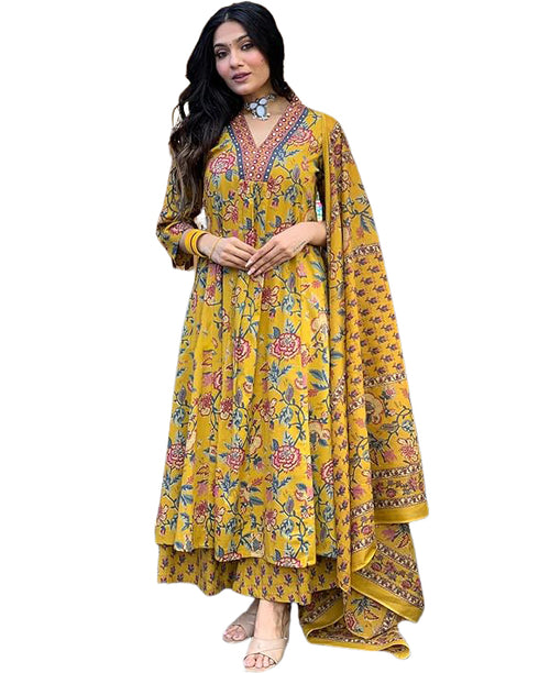 Sunlit Floral Fusion Kurta & Plazzo Pant with Dupatta