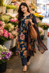 Blue Cotton Floral Printed Kurta & Pant With Dupatta