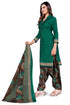 Green Cotton Blend Printed Unstitched Salwar Suit Material