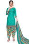 Sea Green Cotton Blend Printed Unstitched Salwar Suit Material