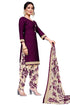Wine Cotton Blend Printed Unstitched Salwar Suit Material